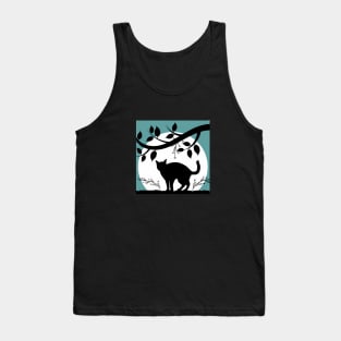 Silueta De Gato Bajo La Luna Tank Top